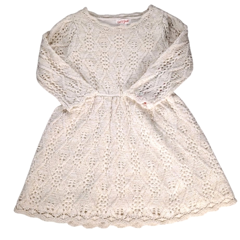 Cat & Jack Ivory Knit Dress Girl's Size 2T